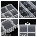 SUTOKAKA 1Pc 24 Grids Plastic Bead Organizer Largre Clear Jewelry Storage Box with Fixed Dividers Small Parts Compartment Organizer Container Case for Rhinestones Seeds Screws Earrings Organizing - size: 24