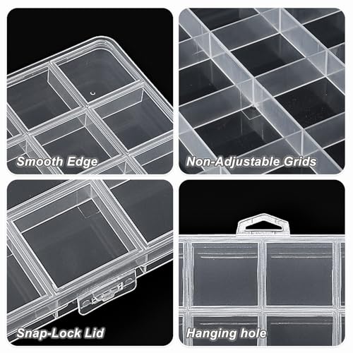 SUTOKAKA 1Pc 24 Grids Plastic Bead Organizer Largre Clear Jewelry Storage Box with Fixed Dividers Small Parts Compartment Organizer Container Case for Rhinestones Seeds Screws Earrings Organizing - size: 24