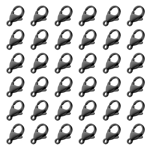 [10MM/ 100PCS] Black Lobster Clasps for Jewelry Making Black Color Plated 304 Stainless Steel Lobster Claw Clasps Bulk for DIY Crafts Jewelry Making - color: 10mm black