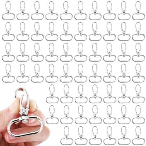 60 Pcs 1 Inch Swivel Lobster Claw Clasps for Keychains, Heavy Duty Zinc Alloy Lanyard Clip with Secure Lock, 360° Rotating Swivel Hooks for Purses, Bags, DIY Crafts and Pet Accessories
