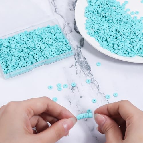 Light Blue Polymer Clay Beads, 6mm Heishi Bead for Jewelry Bracelets Necklace Making 1000PCS - color: Light blue