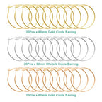 60Pcs Hoop Earring Findings Stainless Steel Earrings Beading Round Earrings Open Beading Hoop for Jewelry Making DIY Crafts Art Creation (60mm) - color: 60mm