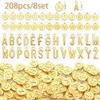 208Pcs/8 Sets Silver Letter Charms A-Z Alphabet Metal Initial Charms kit for Jewelry Making DIY Bracelets Necklaces and keychain making - color: Gold