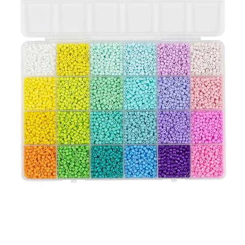 Macaron Color 3mm Seed Beads, 5200Pcs Glass Seed Beads Kit with Storage Box for DIY Necklace Bracelet Crafts - color: Macaron