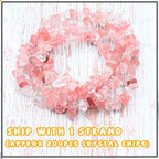 500 pcs Natural Chip Stone Beads, Glass Cherry Crystal 5-8 mm Irregular Gemstones Healing Crystal Loose Rocks Bead Hole Drilled for Jewelry Making Bracelet - color: Glass Cherry Crystal