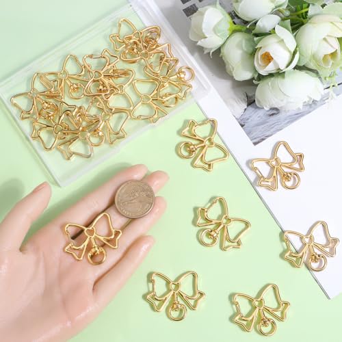SUNNYCLUE 1 Box 20Pcs Swivel Snap Hooks Metal Swivel Clasps Spring Snap Keychain Clip Metal Butterfly Hanging Buckle Bowknot Lobster Claw Clasp for Jewelry Making DIY Bag Keychains Accessories