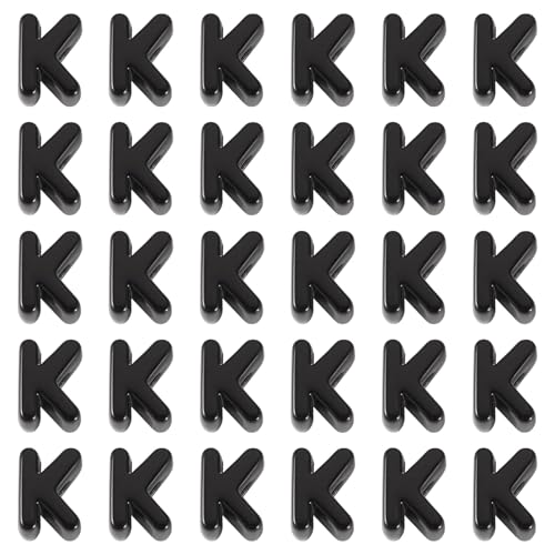 FASHEWELRY 30Pcs Acrylic Letter K Beads with Large Hole Big Plastic Letter Blocks European Beads 3D Letters Chunky Vowel Initial Alphabet Bead for Key Chains Necklace DIY Arts Craft Projects - color: Black, size: K