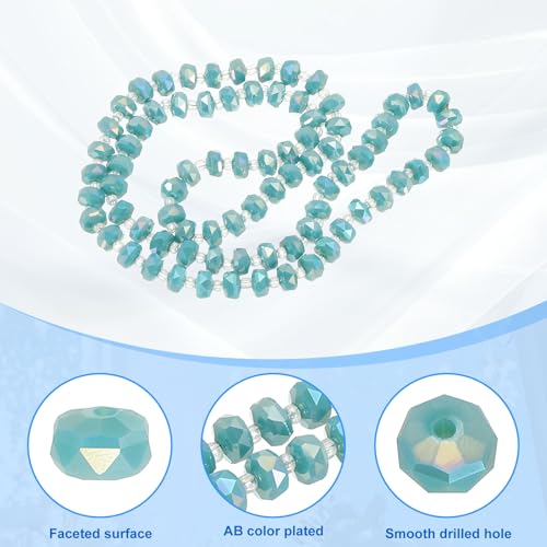 PATIKIL 75 Pcs 8mm OD 5mm Thick Crystal Glass Beads, Rondelle Crystal Beads Faceted Cut Gemstone Strand with Spacer Beads for Craft, Bracelet, Necklace, Turquoise Blue Porcelain - color: Turquoise Blue Porcelain