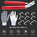 Keadic 362Pcs Angled Hog Ring Pliers with Galvanized Hog Rings, Gloves, 3/4", 1/2", and 3/8" Hog Rings, Professional Upholstery Hog Rings Kit for Plastic Meat & Sausage Casings - color: 362pcs Hog Ring Pliers & Hog Rings - Bending