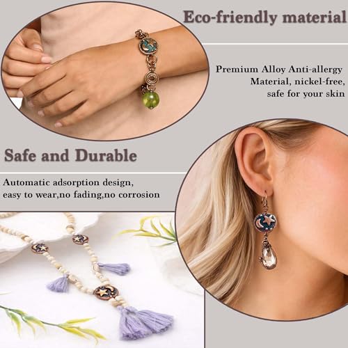 Tibetan Copper Spacer Beads 9mm Flat Round – 69pcs Metal Spacer Beads for Jewelry Making, Bracelets, Necklaces & Earrings DIY Supplies, Antique Silver Zinc Alloy - color: Copper Star and Moon