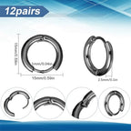 SUNNYCLUE 1 Box 24Pcs Huggie Hoop Earring Findings Black Stainless Steel Earrings Hoops Bulk Metal Round Clasp Lever Backs Huggie Small Findings Ear Hooks for Jewelry Making Women Supplies DIY Craft - style: Style 2