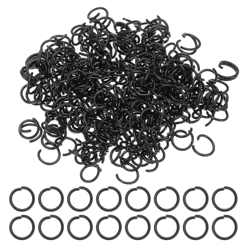 PATIKIL Open Jump Rings, 400 Pcs 10mm Round Ring Charm Loops Connector for Jewelry Making Supplies DIY Craft Keychains Necklaces Earrings, Black - color: Black, size: 10mm