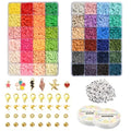 Echoed Elegance Clay Beads 2 Boxes Bracelet Making Kit, 7448 pcs Beads for Jewelry Making, Round Letter Beads with Charm and Elastic Strings, Friendship Bracelets Holiday Gifts for Girls Adults - color: Clay Beads Kit (2 Boxes with Accessories)-about 7448