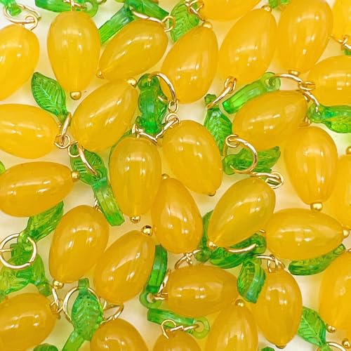 50pcs Glass Pendant Charms - Multicolor Theme Drops for Necklace Craft, Jewelry Making Supplies (Various Styles) - style: Mango