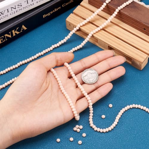 10 Strands Briolette Faceted Rondelle Glass Beads 4x3mm Tiny Opaque Glass Loose Beads 1230pcs for Bracelets Jewelry Making - color: Beige, size: 4x3mm