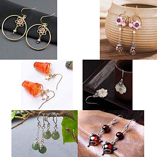Earing Hooks 14K Gold Plated Hypoallergenic Ear Wires for Jewelry Making （200 PCS Earrings Hooks+200 PCS Earring Backs） - color: A-14K Gold