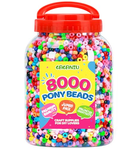 8000+ pcs Pony Beads Bulk for Bracelet Multi-Colored Making Beads for Hair Braiding DIY Crafts Kandi Jewelry Key Chains and Ornaments Decorations Boxed - color: Multi Colored, size: X-Large