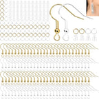 Hypoallergenic Earring Hooks, Ear Wires Fish Hooks, 600 Pcs Gold and Silver Earing Making Supplies Kit with Earring Backs and Jump Rings for DIY Jewelry Making (Gold+Silver) - color: Gold+SIlver
