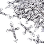 BronaGrand 50pcs Alloy Cross Charms Pendants Jewelry Rosary Cross Charms for DIY Bracelet Necklace Jewelry Making Findings,37×22mm - color: Silver