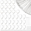 1 Box 180Pcs Stainless Steel Leverback Earring Hooks Earring Hook Making Kit with Loop Hypoallergenic Head Eye Pins Jump Rings No Tarnish Lever Back Earwire Clasps for Jewelry Making DIY - color: Silver