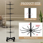 Retail Display Stand Store Display Rack 6 Tier Metal Spinning Display Stand Rack with Wheels Keychain Jewelry Stocking Hat Stand with Hooks for Malls, Showroom, Retail Store (6 Tier Black) - color: 6 Tier Black