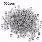 1000Pcs Luminous Square Letter Beads Glow in The Dark Cube Beads Glow Letter Bead Acrylic Luminous Alphabet Bead for Jewelry Making Bracelets Necklaces Key Chains - color: Glow-black(6mm)