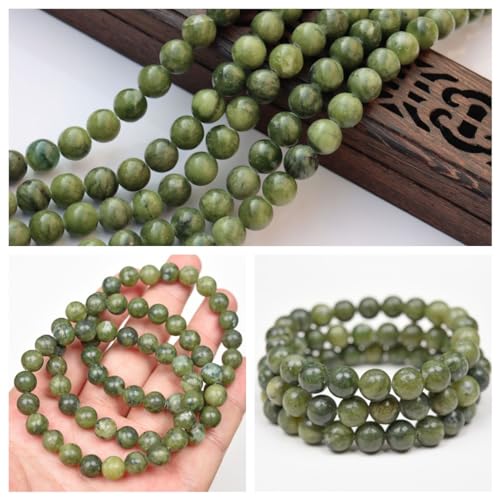 4mm 200pcs Natural Stone Round Beads Canadian Jade Genuine Stone Beading Loose Gemstone DIY Charm Smooth Beads for Bracelets Necklaces Earrings Hole Size 1mm (Canadian Jade 4mm) - color: Canadian Jade, size: 4mm