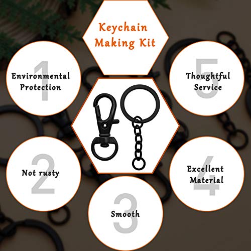 150Pcs Black Swivel Snap Hook Set,Swivel Clasp Keychain Hook Lobster Clasp Split Key Rings with Chain and Jump Rings Bulk for Keychain Lanyard,Jewelry,DIY Crafts Supplies - color: Black