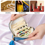 Xinjoduz Travel Jewelry Case Organizer 4.7 Inch Polyester Zipper Pouch Soft Jewelry Bag for Rings Earrings Necklaces Lightweight Portable Light Blue (Light Blue)