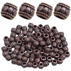 BronaGrand 100pcs Round Tube Spacer Beads Alloy Large Hole Column Beads Antique Red Copper Loose Charm Beads Accessories for DIY European Bracelet Necklace Jewelry Making, Hole: 4 mm - color: Red Copper