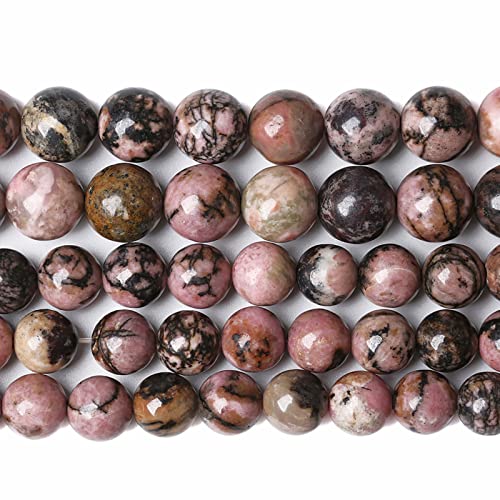12MM 30PCS Natural Stone Black Stripe Rhodochrosite Gemstone Beads for Jewelry Making DIY Bracelet Necklace Semi Precious Crystal Beads - color: Black Stripe Rhodochrosite, size: 12mm
