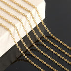 KYUNHOO 16.4 Feet Gold Chain for Jewelry Making Embossed Circle Chains on Spool Gold Plated Stainless Steel Chain Necklace with Lobster Clasps and Jump Rings for DIY Bracelet Earring - color: Oval Gold