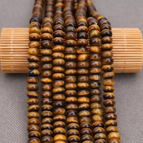 BONNY BOXX Natural 1 Strand 5 * 8mm Classic Tiger Eye Rondelle Beads, Natural Abacus Disk Stone Beads Loose Spacer Gemstone for DIY Bracelet Necklace Jewelry Making - color: Classic Tiger Eye, size: 5*8mm