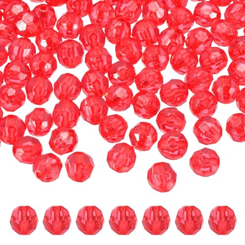 MECCANIXITY 400pcs Czech Faceted Bicone Beads 8mm Glass Spacer Bead Bulk for Jewelry Making & DIY Craft, Red - color: Red