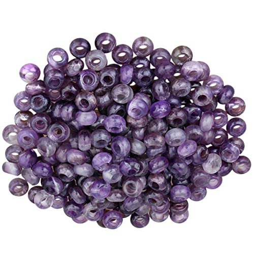 SUNYIK Amethyst Large Hole (6mm) Rondelle Loose Charms European Bead fits Bracelet,Jewelry Makings Pack of 20 - color: Purple-Amethyst, size: 14x8mm