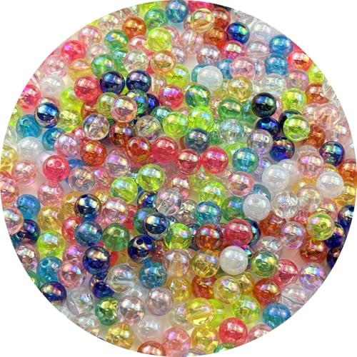 300pcs 8mm Acrylic Round Beads AB Colors Acrylic Beads Round Spacer Beads with Hole for DIY Bracelet Necklace Jewelry Making Supplies Handmade Craft(Mixed Colors) - color: Mixed Colors, size: 8mm