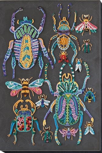 Wizardi Bead Embroidery Kit - Beetles. Colorful Beads, Beading Needles. DIY Kit. Embroidery for Beginners. Home Decor. AB-730 Abris Art - color: Beetles