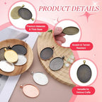 PATIKIL Pendant Trays for Jewelry Making, Blank Pendants Zinc Alloy Oval Bezel Settings Flat Base for Necklace Bracelet Charm - color: Bronze Tone