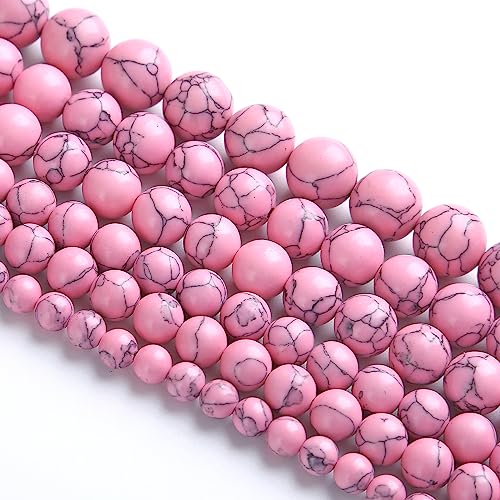 160PCS 4MM Pink Turquoise Spacer 2 Strands Loose Beads for Jewelry Making DIY Bracelet Necklace - color: Pink Turquoise, size: 4mm (2 strands)