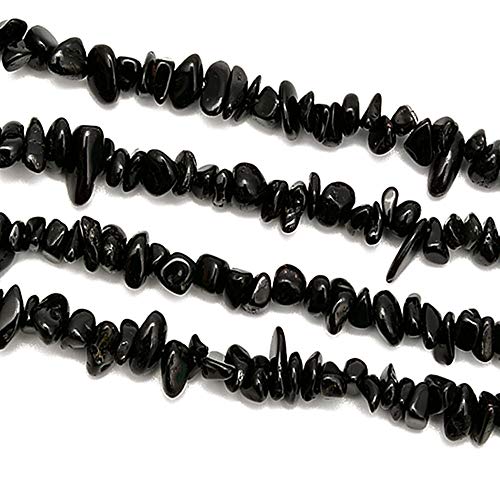 3-5mm Natural Black Tourmaline Gemstone Chips Loose Beads Semi Precious for Jewelry Making DIY Handmade Craft Supplies 1 Strand per Bag Approxi 32" - color: Bluck Tourmaline
