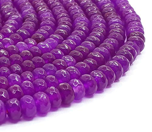 Perlin Agate & Jasper Gemstone Strand Beads 4 mm Rondelle 110 Pieces Jewellery Beads Semi-Precious Stone for Jewellery Necklace Bracelet Earrings (Purple) - color: purple