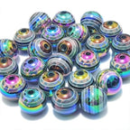 Mixed Lots Shiny AB Color Acrylic Faceted Bead DIY Beading Hairband Bracelets Necklace Craft Embelishment (Black-Transparent Rainbow Stripe) - color: Black-Transparent Rainbow Stripe
