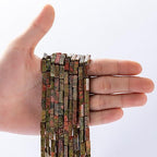 Natural Unakite Rectangle Tube Beads 4x13mm 38cm/str Loose Semi Gemstone Stone Beads for Making Bracelets Necklace Earrings - color: Unakite, size: 4x13mm Rectangle