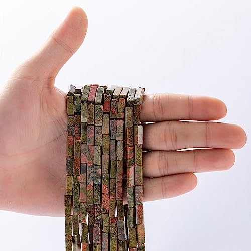 Natural Unakite Rectangle Tube Beads 4x13mm 38cm/str Loose Semi Gemstone Stone Beads for Making Bracelets Necklace Earrings - color: Unakite, size: 4x13mm Rectangle
