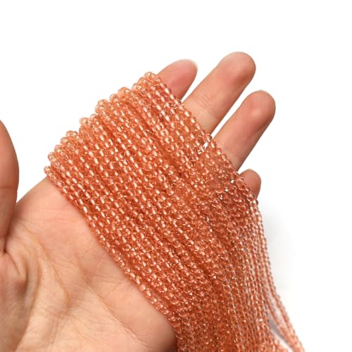 10 Strands Spinel Beads Artificial Faceted Small Round Loose Beads 3mm 15 inch for Jewelry Making Charms Necklace Bracelet - color: Orange