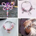 100pcs 14mm Large Hole Faceted Glass Crystal Pink European Crystal Spacer Beads for Valentine's Day Jewelry Making - color: Pink