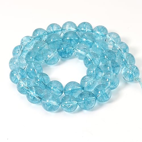 35pcs 10mm Natural Blue Topaz Gemstone Beads Energy Healing Crystal Round Loose Stone Beads for Jewelry Making, DIY Bracelets Necklaces - color: Blue Topaz, size: 10mm