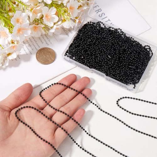 1 Box 30Pcs 24 Inch Black Ball Chain Necklace Bulk Ball Bead Necklace Chains Long Adjustable Iron with Connector Clasp for Jewelry Making Blank Tag Pendant Ornaments Supplies DIY Crafts - color: Black