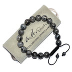 AD Beads Natural 10mm Gemstone Bracelets Healing Power Crystal Macrame Adjustable 7-9 Inch - color: Labradorite Larvakite