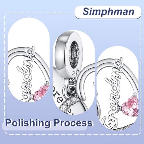 925 Silver Charms Pendants For Pandora Bracelet Golden charms Bead Safety Chain Clip set Heart Flower Animal Beads Family, Mom, Friend, Daughter, Birthday, Jewelry Gift - style: G-Forever Love Grandma Dangle